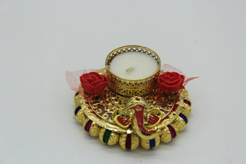 Decorated ganesha candle holder, Diwali pooja festival favors, bulk party sangeet saree function Indian return gifts