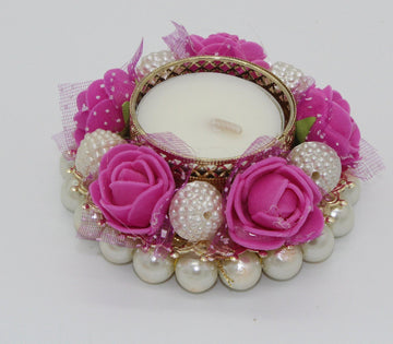 decorated flower with candle holder, flower diya, return gift for baby shower, wedding favor, birthday return gift for boy and girl
