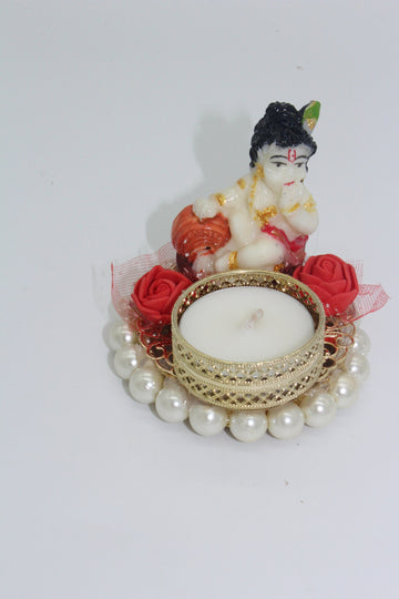 Arihant Creations Tealight candle Holder with Krishna Diwali gift, festive gift, return gift, baby shower, wedding Birthday return gift