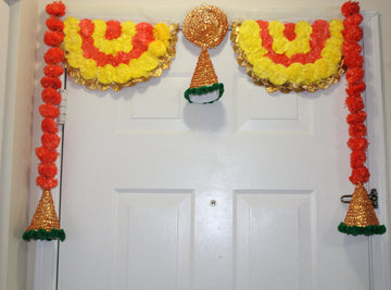 Indian wedding decoration, Indian flower Toran,  marigold flower decorations, Indian toran, Indian home decor,  Indian house warming decor