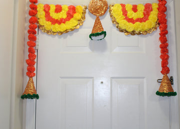 Indian wedding decoration, Indian flower Toran,  marigold flower decorations, Indian toran, Indian home decor,  Indian house warming decor
