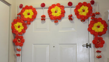 Marigold  Toran, Door hanging Toran, Flower thorns, Artificial flower decor for pooja mandir, door, Indan backdrop, Bandhanwar