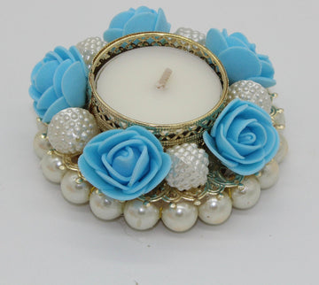 decorated flower with candle holder, flower diya, return gift for baby shower, wedding favor, birthday return gift for boy and girl