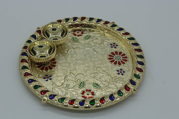 Small pooja thali for return gift, flower design pooja thali, Indian return gifts, return gift for pooja, house warming pooja, puja favor
