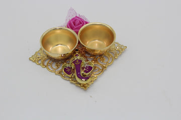 Ganesha haldi kumkum holder in red velvet pouch| housewarming return gifts | seemantham favors| bulk favors | Arihant creations | Pooja gift