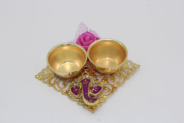 Ganesha haldi kumkum holder in red velvet pouch| housewarming return gifts | seemantham favors| bulk favors | Arihant creations | Pooja gift