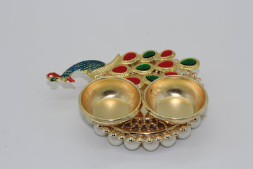 Arihant Creations, Haldi Kumkum Holder with peacock, Diwali gift, Festive gift, Return gift, Housewarming gift, Diwali pooja