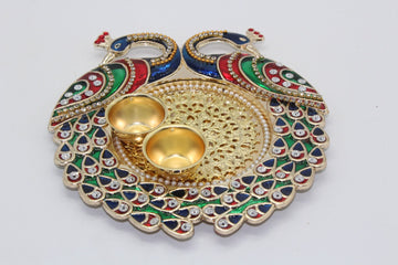 40 pieces - Acrylic Decorated Thali/Peacock design|Diwali Pooja/Indian Return gift/Indian wedding gift/housewarming gift