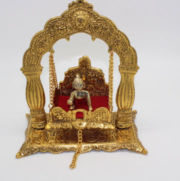 Jhula for Krishna Balgopal jhula for Laddu Gopal , Metal Swing for Hindu God Lord Krishna for Janmashtami Palna , dhakurji parnu
