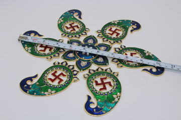 Swastik meenakari work metal rangoli/ home decor/Diwali rangoli /floor decoration/ new year gift/Indian wedding decoration/mehndi ceremony