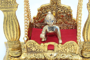 Jhula for Krishna Balgopal jhula for Laddu Gopal , Metal Swing for Hindu God Lord Krishna for Janmashtami Palna , dhakurji parnu