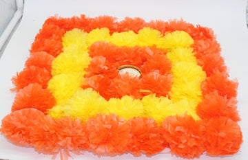Beautiful Artificial marigold flower rangoli, flower arrangement centerpiece marigold, marigold flower with candle holder