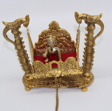 Jhula for Krishna Balgopal jhula for Laddu Gopal - Metal Swing for Hindu God Lord Krishna for Janmashtami Palna,thakurji paranu