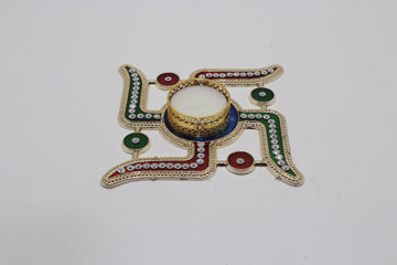 Decorated swastik candle holder, Tealight candle holder, Return gift, Diwali gift, Diwali pooja, Marriage gift,  Arihant Creations