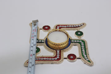 Decorated swastik candle holder, Tealight candle holder, Return gift, Diwali gift, Diwali pooja, Marriage gift,  Arihant Creations