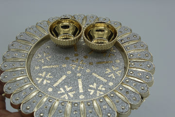31 pieces - Small 5-inch silver Acrylic Decorated Thali, Diwali return gift, Dussehra gift, wedding decor, mehndi decor, Indian return gift
