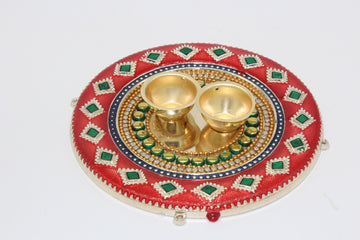 Acrylic Haladi kumkum Thali, Navrathri favor, Diwali decor, housewarming gift, puja Thali, Diwali favors, return gift, Indian wedding gift