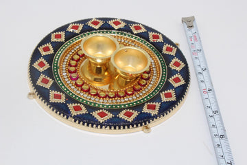 Acrylic Haladi kumkum Thali, Navrathri favor, Diwali decor, housewarming gift, puja Thali, Diwali favors, return gift, Indian wedding gift