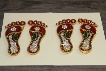 metal Laxmi charan, Lakshmi page, Lakshmi feet for Diwali puja, Diwali Decoration, Hindu Festival pagina for pooja, door decor