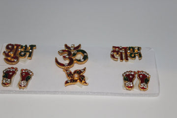Shubh Labh with Om Swastik and laxmi feet set,  Diwali Minakari Rangoli Sticker, Traditional Indian Hindu Gift & home Decor