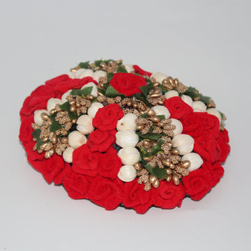 Indian Hair Accessory-Fake flower Bun , Red Rose Bun to Wrap Around Hair, Bridal Hair Accessory,Handmade Veni Tiar, Hair Gajra, Juda Bun