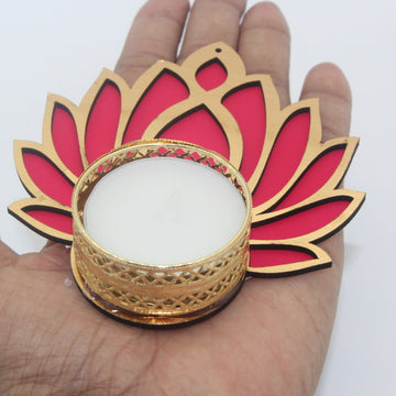 Wooden Lotus T Light Candle Holder , indian return gift , wedding favor , baby shower return gift , Diwali decor, Tealight Holder ,table Top