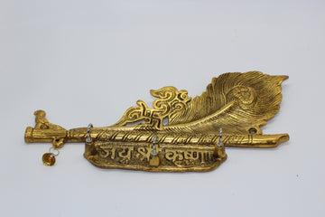 Jay Krishna feather metal key holder, wall decor, lightweight decor, Indian home decor items, Diwali decoration, Indian style key holder
