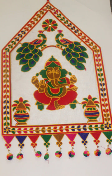 Ganesha poster Small Clothes Wall Backdrop for staple,  Gujarati Wedding Pooja, Decoration Items, Wall decor Ganesha (22 x 15 inches)