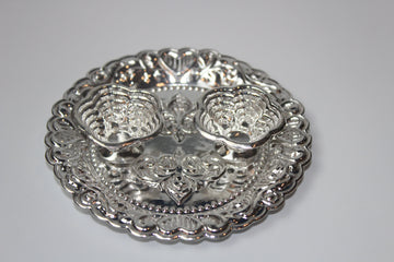 German White silver metal haldi kumkum holder/ Diwali gifts, pooja return gift, Navratri return gift, pooja items, small silver kumkum bowl