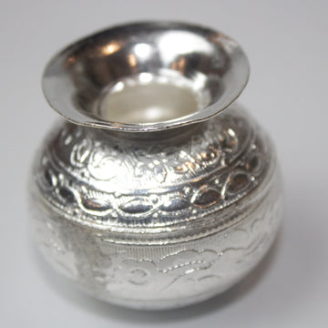 Tiny German silver designer small Kalash, pot, unique design special silver puja article,water, milk Kalash pot, Indian return gift