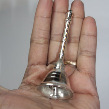 German Silver bell, silver spoon for baby food, silver gift for pooja, Indian return gift, Navratri return gift, Diwali favor, small silver