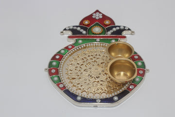 kalash small pooja thali with haladi kumkum bowl, indian return gift , varalakshmi retrun favor, navratri favor, house warming return gift,
