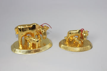 Kamadhenu Cow and Calf Figurine, Hindu Religious Sculpture, Navratri Return Gift, Varalakshmi Return Gift Housewarming Gifts, Puja Favors