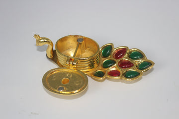 Metal Peacock style Haldi Kumkum Holder, Diwali favor, Navratri return gift, wedding favor, kumkum box, peacock kumkum dani, pooja favor
