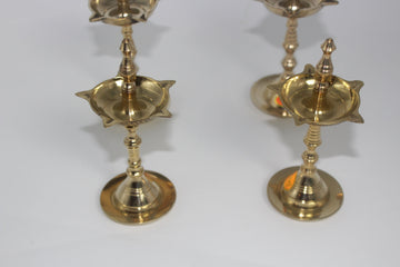 Brass Finish Oil Lamp Diya Pack Of 2 Samai Deepak Lamp Kerala Traditional Kutthu Vilakku Panchmahal Deepam For pooja, Diwali decor homedecor