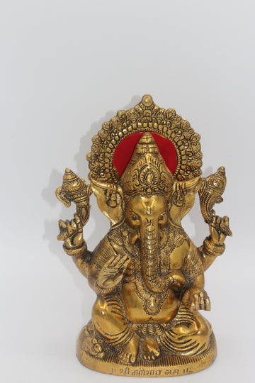 9 inches Big Ganesha idol for home, office, temple pooja gift, metal ganpati murti, Ganesh ji idol for Diwali pooja
