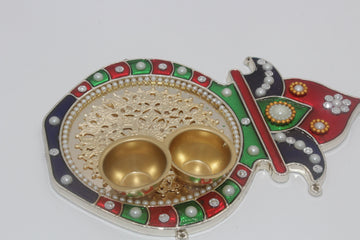 kalash small pooja thali with haladi kumkum bowl, indian return gift , varalakshmi retrun favor, navratri favor, house warming return gift,