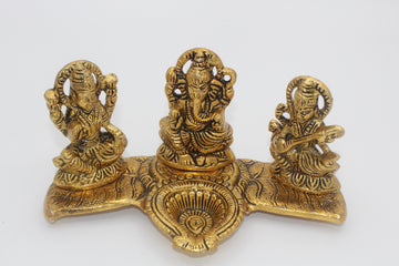 Ganesh Laxmi Saraswati Idol with face Diya for Home and Office Temple Pooja, Gift, Decoration, god ganesha , laxami ji , indian home decor