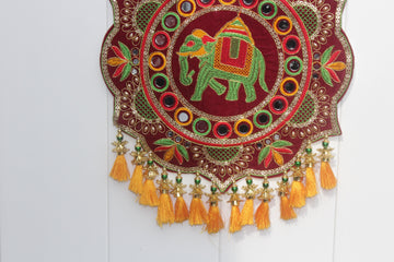 Diwali Decorations, Decorative elephant Door Hanging Handcrafted , Showpiece Door Valance Set of 2,indian wall decor ,mirror work ,toran,