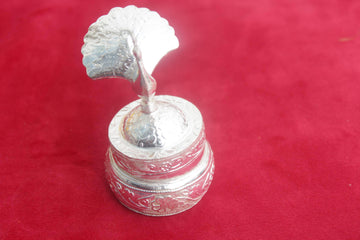 White silver Metal(german silver)small 2 inches with peacock design /gift box for pooja /diwali return gift / diwali decorations /dabbi