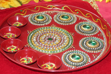 Diwali pooja thali/aarti thali/wedding decor/Ganesha/Indian wedding/Indian return gift