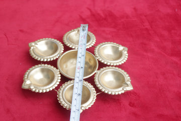 Golden Color Diya Urli for Festive Decor, Traditional Diwali Candle Holder Set, Decorative Metal Diya Tray for Puja, Gifts Home ,pooja favor