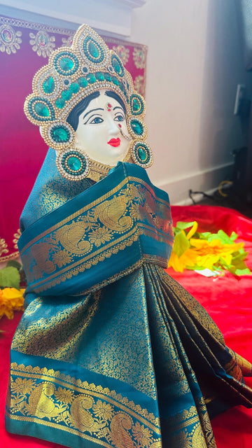 Varalakshmi Kalasam/Kalash Saree, Navaratri Goddess Silk Saree , Mata Rani, Devi, Durga, Maa Laxmi Poshak, Margashirsha Devi Saree
