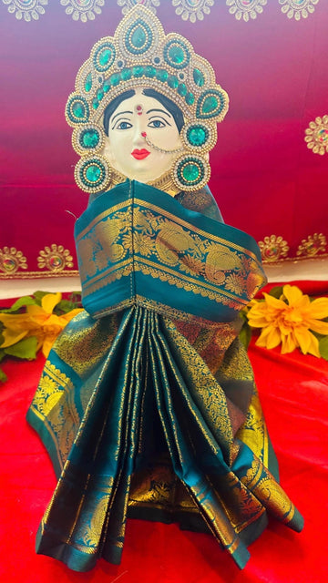Varalakshmi Kalasam/Kalash Saree, Navaratri Goddess Silk Saree , Mata Rani, Devi, Durga, Maa Laxmi Poshak, Margashirsha Devi Saree