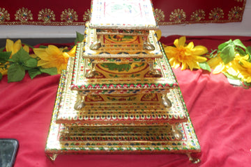 Handcrafted Peacock Wooden Bajot / Traditional Indian Chowki/ Puja Decor / Home Mandir Stand / Wedding for pooja items / god aasan / bajot