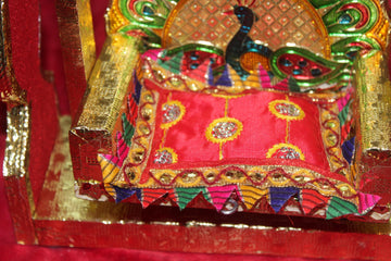 Krishna Gadi Set | Laddu Gopal Bed with Kusan | Gopal Ji Aasan | Janmashtami Mandir Decor | Handmade Krishna Palna | Gaddi Set for Bal Gopal