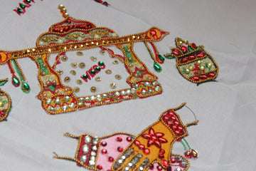 Hastmelap Rumal – Wedding Ceremony Rumal for Couple | Traditional Indian Wedding Accessory with Couple or Dolly Design, Hindu Wedding Cloth