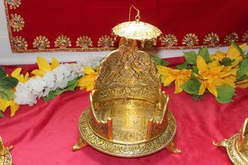 God sinhasan for pooja mandir , loddu goppal singhsan ,aasan for ganesha ,small metal singhasan , krishna aasan ,god aasan , thakor ji aasan